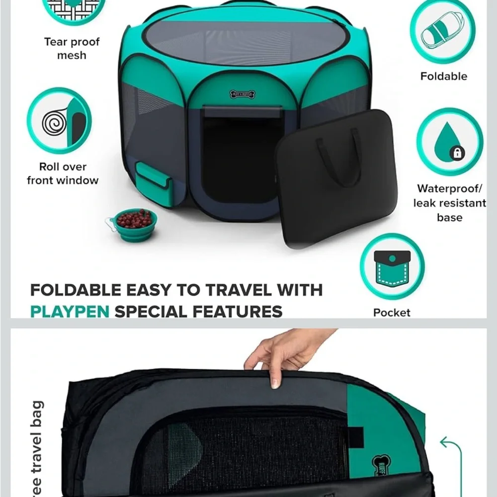 Teal and Gray Dog Travel Carrier